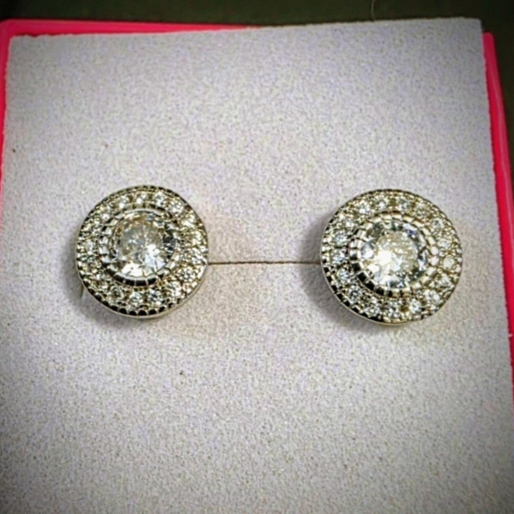 SOLD Stunning 9mm Moissanite Stud Earrings D/VVS1 925 Sterling Silver